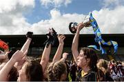 31 March 2017; John the Baptist Community School captain Anna-Rose Kennedy celebrates with the cup after the Lidl All Ireland PPS Junior A Championship final match between Loreto College and John the Baptist Community School at St Brendan's Park in Birr, Co Offaly. Photo by Piaras Ó Mídheach/Sportsfile