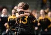 31 March 2017; John the Baptist Community School's Isabel O'Rourke, behind, and Roisín O'Carroll celebrate after the Lidl All Ireland PPS Junior A Championship final match between Loreto College and John the Baptist Community School at St Brendan's Park in Birr, Co Offaly. Photo by Piaras Ó Mídheach/Sportsfile