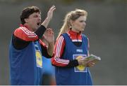 31 March 2017; John the Baptist Community School joint managers Séamus Dollery and Michelle Buckley during the Lidl All Ireland PPS Junior A Championship final match between Loreto College and John the Baptist Community School at St Brendan's Park in Birr, Co Offaly. Photo by Piaras Ó Mídheach/Sportsfile