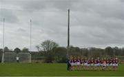 31 March 2017; The St. Columbas team during a minutes silence ahead of the Lidl All Ireland PPS Junior C Championship final match between Colaiste Bhaile Chláir and St. Columbas at Connolly Park in Sligo. Photo by Sam Barnes/Sportsfile