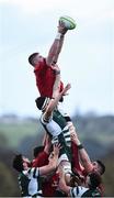 31 March 2017; Darren O'Shea of Munster A takes the ball in the lineout against Llewelyn Jones of Ealing Trailfinders during the British & Irish Cup semi-final match between Munster A and Ealing Trailfinders at CIT in Cork. Photo by Matt Browne/Sportsfile