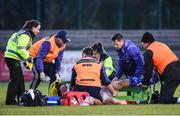 31 March 2017; Bill Johnston of Munster A receives treatment on a leg injury before leaving the field during the British & Irish Cup semi-final match between Munster A and Ealing Trailfinders at CIT in Cork. Photo by Matt Browne/Sportsfile