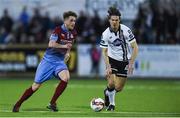 31 March 2017; Mark Griffin of Drogheda United in action against Niclas Vemmelund of Dundalk during the SSE Airtricity League Premier Division match between Dundalk and Drogheda United at Oriel Park in Dundalk, Co. Louth. Photo by David Maher/Sportsfile