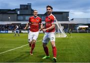 31 March 2017; Sean Maguire of Cork City, alongside team-mate Karl Sheppard, left, celebrates after scoring his side's first goal during the SSE Airtricity League Premier Division match between Limerick FC and Cork City at The Markets Field in Limerick. Photo by Diarmuid Greene/Sportsfile