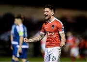 31 March 2017; Sean Maguire of Cork City celebrates after team-mate Gearóid Morrissey scored their third goal during the SSE Airtricity League Premier Division match between Limerick FC and Cork City at The Markets Field in Limerick. Photo by Diarmuid Greene/Sportsfile