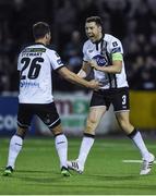 31 March 2017; Brian Gartland, right, of Dundalk celebrates after scoring his side's third goal with team mate Thomas Stewart during the SSE Airtricity League Premier Division match between Dundalk and Drogheda United at Oriel Park in Dundalk, Co. Louth. Photo by David Maher/Sportsfile