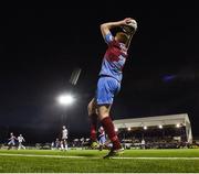 31 March 2017; Stephen Dunne of Drogheda United takes a throw in during the SSE Airtricity League Premier Division match between Dundalk and Drogheda United at Oriel Park in Dundalk, Co. Louth. Photo by David Maher/Sportsfile