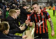 31 March 2017; Rob Cornwall of Bohemians with supporters following the SSE Airtricity League Premier Division match between Bohemians and St Patrick's Athletic at Dalymount Park in Dublin. Photo by Cody Glenn/Sportsfile