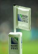 11 September 2011; A general view of a touchline flag. 2011 Rugby World Cup, Pool C, Ireland v USA, Stadium Taranaki, New Plymouth, New Zealand. Picture credit: Brendan Moran / SPORTSFILE