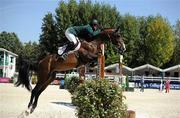 14 September 2011; Shane Sweetnam, from Kanturk, Co. Cork, and Amaretto D'Arco while competing in the FEI European Speed Competition at the FEI European Jumping Championships, Club de Campo Villa, Madrid, Spain. Picture credit: Ray McManus / SPORTSFILE