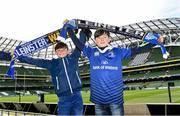 1 April 2017; Leinster supporters Jamie Donagh, left, age 11, and Matthew Lynch aged 12, from Monasterboice, Co Louth ahead of the European Rugby Champions Cup Quarter-Final match between Leinster and Wasps at Aviva Stadium, in Lansdowne Road, Dublin. Photo by Ramsey Cardy/Sportsfile