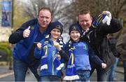 1 April 2017; Leinster supporters, from left, Garry Davis, Joseph Davis, age 8, Jerry Davis, age 6, both cousins of Leinster's Joey Carbery, and Peadar Davis, from Athy, Co Kildare, ahead of the European Rugby Champions Cup Quarter-Final match between Leinster and Wasps at Aviva Stadium, in Lansdowne Road, Dublin. Photo by Cody Glenn/Sportsfile