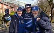 1 April 2017; Leinster supporters, from left, Mary O'Brien, Graham O'Brien, and Vincent O'Brien, from Clondalkin, Co Dublin, ahead of the European Rugby Champions Cup Quarter-Final match between Leinster and Wasps at Aviva Stadium, in Lansdowne Road, Dublin. Photo by Cody Glenn/Sportsfile