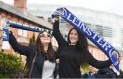 1 April 2017; Leinster supporters Irene Villafane, left, from Valladolid, Spain, now living in Dublin, and Chantal Zengaffinen, from Wallis, Switzerland, now living in Dublin, ahead of the European Rugby Champions Cup Quarter-Final match between Leinster and Wasps at Aviva Stadium, in Lansdowne Road, Dublin. Photo by Cody Glenn/Sportsfile