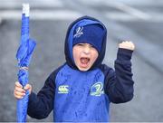 1 April 2017; Leinster supporter Gary Dunne, age 7, from Ballycullen, Dublin, ahead of the European Rugby Champions Cup Quarter-Final match between Leinster and Wasps at Aviva Stadium, in Lansdowne Road, Dublin. Photo by Cody Glenn/Sportsfile