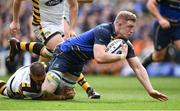 1 April 2017; Dan Leavy of Leinster is tackled by Jimmy Gopperth of Wasps during the European Rugby Champions Cup Quarter-Final match between Leinster and Wasps at Aviva Stadium in Dublin. Photo by Ramsey Cardy/Sportsfile