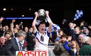 1 April 2017; Ballinrobe Community School captain Nathan Moran lifts the cup after the Masita GAA All Ireland Post Primary Schools Paddy Drummond Cup Final match between Ballinrobe Community School and St Ciaran's, Ballygawley at Croke Park, in Dublin. Photo by Matt Browne/Sportsfile