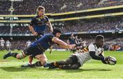 1 April 2017; Christian Wade of Wasps scores his side's first try despite the tackle of Sean O'Brien of Leinster during the European Rugby Champions Cup Quarter-Final match between Leinster and Wasps at Aviva Stadium in Dublin. Photo by Ramsey Cardy/Sportsfile
