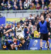 1 April 2017; Jimmy Gopperth of Wasps kicks a conversion during the European Rugby Champions Cup Quarter-Final match between Leinster and Wasps at Aviva Stadium in Dublin. Photo by Ramsey Cardy/Sportsfile