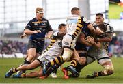 1 April 2017; Jack Conan of Leinster is tackled by Wasps players, from left, Alapati Leiua, Jimmy Gopperth and Nathan Hughes during the European Rugby Champions Cup Quarter-Final match between Leinster and Wasps at the Aviva Stadium in Dublin. Photo by Stephen McCarthy/Sportsfile
