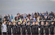 1 April 2017; Sligo players stand for the national anthem ahead of the EirGrid Connacht GAA Football U21 Championship Final match between Galway and Sligo at Markievicz Park in Sligo. Photo by David Fitzgerald/Sportsfile