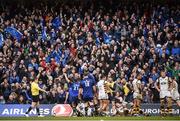1 April 2017; Leinster supporters celebrate their side's third try scored by Robbie Henshaw during the European Rugby Champions Cup Quarter-Final match between Leinster and Wasps at Aviva Stadium, in Lansdowne Road, Dublin. Photo by Cody Glenn/Sportsfile