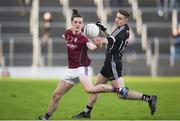 1 April 2017; Kieran Molloy of Galway in action against Kyle Cawley of Sligo during the EirGrid Connacht GAA Football U21 Championship Final match between Galway and Sligo at Markievicz Park in Sligo. Photo by David Fitzgerald/Sportsfile