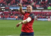 1 April 2017; Simon Zebo of Munster celebrates after the European Rugby Champions Cup Quarter-Final match between Munster and Toulouse at Thomond Park in Limerick. Photo by Diarmuid Greene/Sportsfile