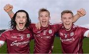 1 April 2017; Galway players, from left, Kieran Molloy, Liam Kelly and Dylan McHugh celebrate after the EirGrid Connacht GAA Football U21 Championship Final match between Galway and Sligo at Markievicz Park in Sligo.  Photo by Piaras Ó Mídheach/Sportsfile