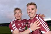 1 April 2017; Liam Kelly, left, and Dylan McHugh of Galway celebrate after the EirGrid Connacht GAA Football U21 Championship Final match between Galway and Sligo at Markievicz Park in Sligo. Photo by Piaras Ó Mídheach/Sportsfile