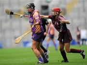 11 September 2011; Una Leacy, Wexford, in action against Therese Maher, Galway. All-Ireland Senior Camogie Championship Final in association with RTE Sport, Galway v Wexford, Croke Park, Dublin. Picture credit: Brian Lawless / SPORTSFILE