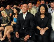 10 September 2011; Carl Frampton manager Barry McGuigan and his wife Sandra, right, and Carl Frampton's fiance Christine Dorrian, at ringside during Carl Frampton's vacant Commonwealth Super Bantamweight bout against Mark Quon. WBA World Light-Welterweight Championship Eliminator, Undercard, Carl Frampton v Mark Quon, Odyssey Arena, Belfast, Co. Antrim. Picture credit: Oliver McVeigh / SPORTSFILE