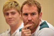 15 September 2011; Australia's James O'Connor, left, and Rocky Elsom during a press conference ahead of their 2011 Rugby World Cup, Pool C, game against Ireland on Saturday. Australia Rugby Squad Press Conference, Crowne Plaza Hotel, Auckland, New Zealand. Picture credit: Brendan Moran / SPORTSFILE