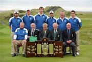 15 September 2011: Warrenpoint Golf Club, winners of the Barton Shield 2011, back row left to right: Ryan Gribben, Paul Reavey, David Barron, Stephen Coulter, Colm Campbell Snr, Colm Campbell Jnr; front row left to right: Peter Kenny (Team Captain), Peter Fitzsimons (Club Captain), Simon Russell (Chartis Insurance Ireland), Eugene Fayne (President, Golfing Union of Ireland), Vincent MCGuigan (Captain, Castlerock Golf Club). Chartis Cups and Shields Finals 2011, Castlerock Golf Club, Co. Derry. Picture credit: Oliver McVeigh/ SPORTSFILE