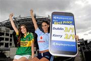 16 September 2011; Models Hannah Devane, left, and Georgia Salpa, pictured at the Boylesports mobile site photocall. Jury’s Inn, Croke Park, Dublin. Picture credit: Brian Lawless / SPORTSFILE