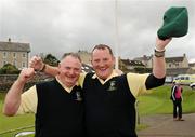 16 September 2011; Jimmy Kelly, Woodstock Golf Club, Co. Clare, Club President and player along with Martin Dormer, celebrate after winning the Pierce Purcell Shield Final against Corrstown Golf Club, Co. Dublin. Chartis Insurance Ireland Cups and Shields Finals 2011, Castlerock Golf Club, Co. Derry. Picture credit: Oliver McVeigh / SPORTSFILE
