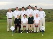 14 September 2011: The Sligo Golf Club team, back row, left to right: Seryth Heavey, Gary McDermott, Stephen Brady, Steffan O’Hara, Barry Anderson, Michael Durcan. Front row, left to right, Joe Gannon, club president, Martin McTernan, team captain, Michael McGowan, club captain, David Dunne, who were defeated in the Semi-Final of the Senior Cup by Warrenpoint Golf Club, Co. Down. Chartis Cups and Shields National Finals 2011 Chartis Cups and Shields Finals 2011, Castlerock Golf Club, Co. Derry. Picture credit: Oliver McVeigh / SPORTSFILE