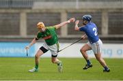 1 April 2017; Adam Gannon of Meath in action against Luke Maloney of Wicklow during the Allianz Hurling League Division 2B Final match between Meath and Wicklow at Parnell Park, in Dublin. Photo by Daire Brennan/Sportsfile