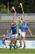 1 April 2017; Damian Healy, left, and Adam Gannon of Meath in action against Diarmuid Masterson, left, and Luke Maloney of Wicklow during the Allianz Hurling League Division 2B Final match between Meath and Wicklow at Parnell Park, in Dublin. Photo by Daire Brennan/Sportsfile