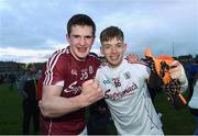 1 April 2017; Cein D'Arcy, left, and Cormac Haslam of Galway celebrate their side's victory following the EirGrid Connacht GAA Football U21 Championship Final match between Galway and Sligo at Markievicz Park in Sligo. Photo by David Fitzgerald/Sportsfile