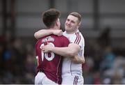 1 April 2017; Séan Kelly, left, and Ronán Ó Beoláin of Galway celebrate their side's victory following the EirGrid Connacht GAA Football U21 Championship Final match between Galway and Sligo at Markievicz Park in Sligo. Photo by David Fitzgerald/Sportsfile