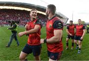 1 April 2017; Tyler Bleyendaal, left, and Jaco Taute of Munster after the European Rugby Champions Cup Quarter-Final match between Munster and Toulouse at Thomond Park in Limerick. Photo by Diarmuid Greene/Sportsfile