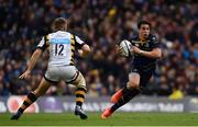 1 April 2017; Joey Carbery of Leinster in action against Jimmy Gopperth of Wasps during the European Rugby Champions Cup Quarter-Final match between Leinster and Wasps at Aviva Stadium in Dublin. Photo by Ramsey Cardy/Sportsfile