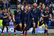 1 April 2017; Leinster players, from left, Jamison Gibson-Park, Luke McGrath, Hayden Triggs and Fergus McFadden following their victory in the European Rugby Champions Cup Quarter-Final match between Leinster and Wasps at Aviva Stadium in Dublin. Photo by Ramsey Cardy/Sportsfile