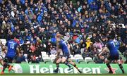 1 April 2017; Leinster supporters during the European Rugby Champions Cup Quarter-Final match between Leinster and Wasps at Aviva Stadium, in Lansdowne Road, Dublin. Photo by Ramsey Cardy/Sportsfile