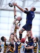 1 April 2017; Matt Symons of Wasps takes possession in a lineout ahead of Devin Toner of Leinster during the European Rugby Champions Cup Quarter-Final match between Leinster and Wasps at the Aviva Stadium in Dublin. Photo by Stephen McCarthy/Sportsfile