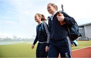 2 April 2017; UCD players arrive ahead of the Irish Senior Ladies Hockey Cup Final match between UCD and Cork Harlequins at the National Hockey Stadium UCD in Belfield, Dublin. Photo by David Fitzgerald/Sportsfile