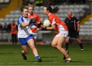 2 April 2017; Sarah Marley of Armagh in action against Rosemary Courtney of Monaghan during the Lidl Ladies Football National League Round 7 match between Monaghan and Armagh at St. Tiernach's Park in Clones, Co Monaghan. Photo by Ray McManus/Sportsfile