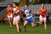 2 April 2017; Sarah Marley of Armagh in action against Rosemary Courtney of Monaghan during the Lidl Ladies Football National League Round 7 match between Monaghan and Armagh at St. Tiernach's Park in Clones, Co Monaghan. Photo by Ray McManus/Sportsfile