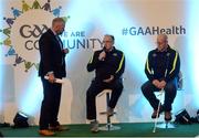 2 April 2017; GAA Healthy Club Ulster Roadshow- inspiring GAA clubs to become hubs for health.  Pictured at the GAA Ulster Healthy Clubs Roadshow is (l-r) MC Eóin Conroy, Terry Hasson and  Brian Doherty of Rasharkin. The GAA Healthy Clubs Project (HCP), in partnership with Irish Life and Healthy Ireland, aims to inspire and empower more GAA clubs to support their members and communities in pursuit of better physical, social, and mental wellbeing.  The Ulster Healthy Club Roadshow is the final part of a series of roadshows that took place across the country since January 2017. For more information about the GAA’s HCP visit: www.gaa.ie/community. Follow: @officialgaa or Like: www.facebook.com/officialgaa/ GAA Healthy Club Roadshow - Ulster at Jordanstown Ulster University, in Belfast. Photo by Oliver McVeigh/Sportsfile